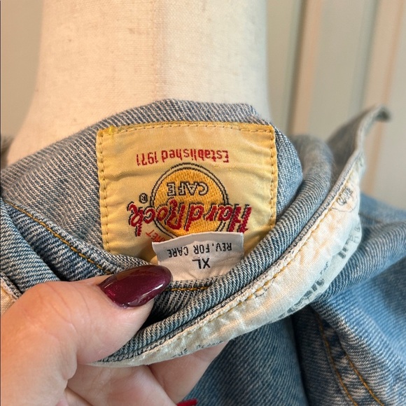 Rare Vintage 80’s Denim Jacket Hard Rock Cafe Jean Jacket Seoul Korea - Picture 12 of 14
